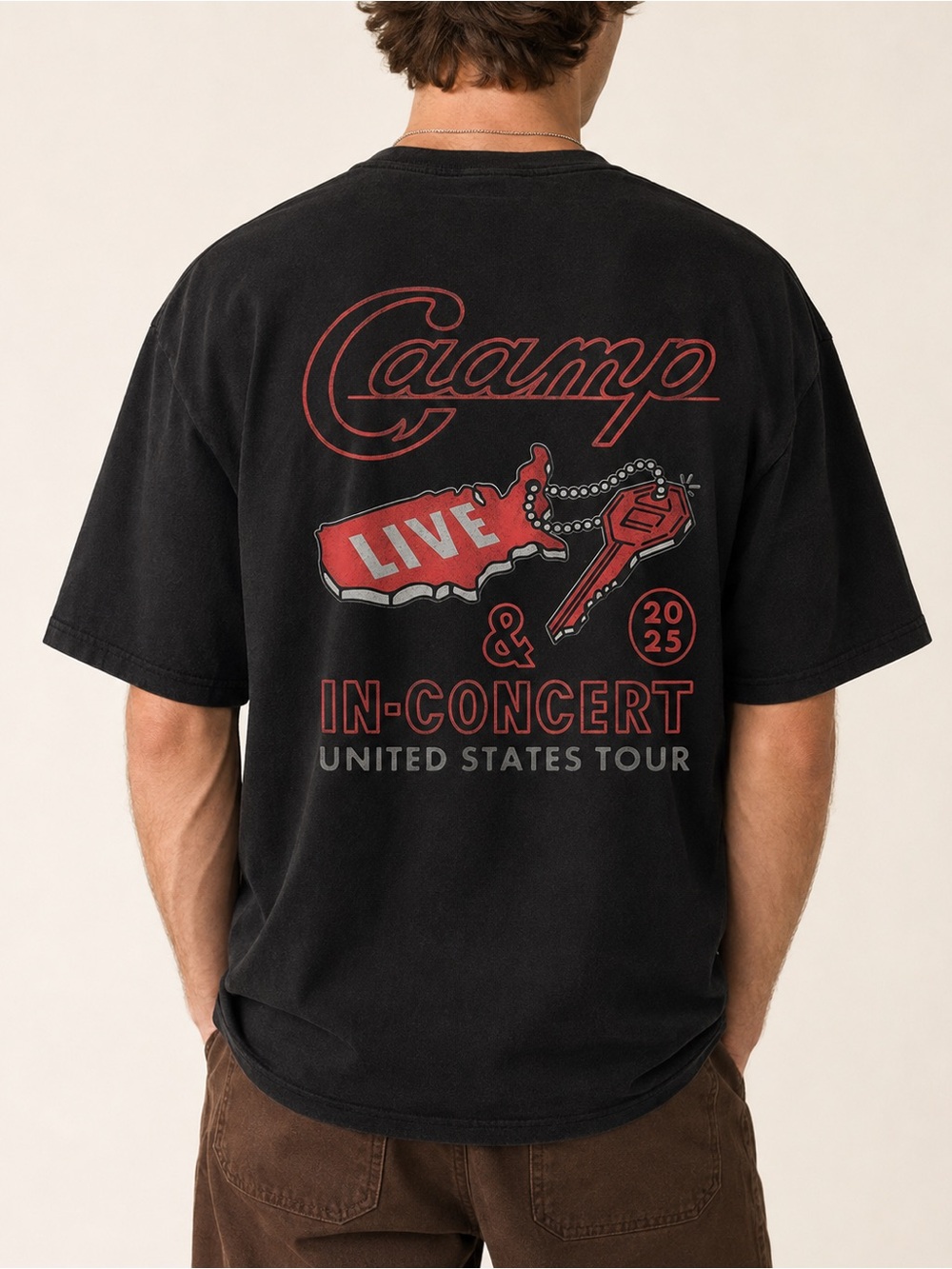 Gildan Black Short-Sleeve Tour T-Shirt with Red Graphic